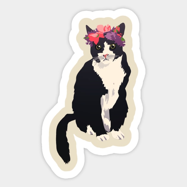 Flower Cat Sticker by amandacorbettart